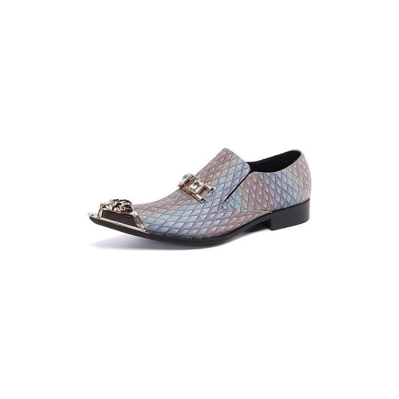 Formale Herrenschuhe Luxuriöse Slip-on-schuhe Aus Leder Mit Exotischer Prägung - Blau