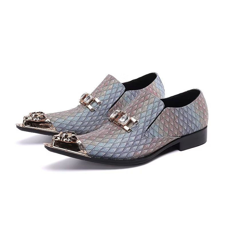 Formale Herrenschuhe Luxuriöse Slip-on-schuhe Aus Leder Mit Exotischer Prägung - Blau