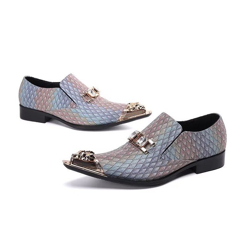 Formale Herrenschuhe Luxuriöse Slip-on-schuhe Aus Leder Mit Exotischer Prägung - Blau