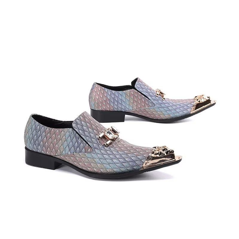 Formale Herrenschuhe Luxuriöse Slip-on-schuhe Aus Leder Mit Exotischer Prägung - Blau