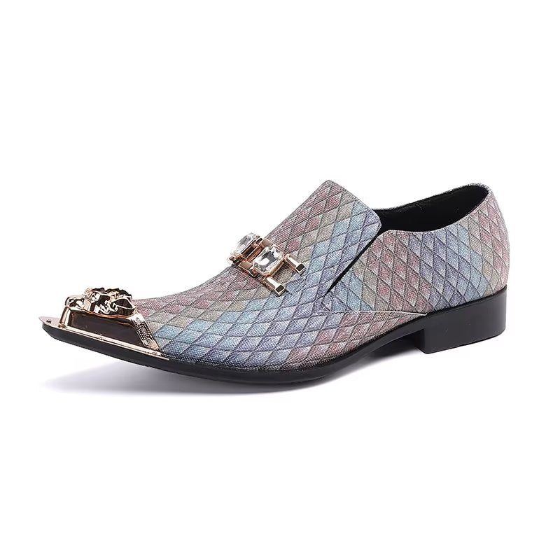 Formale Herrenschuhe Luxuriöse Slip-on-schuhe Aus Leder Mit Exotischer Prägung - Blau