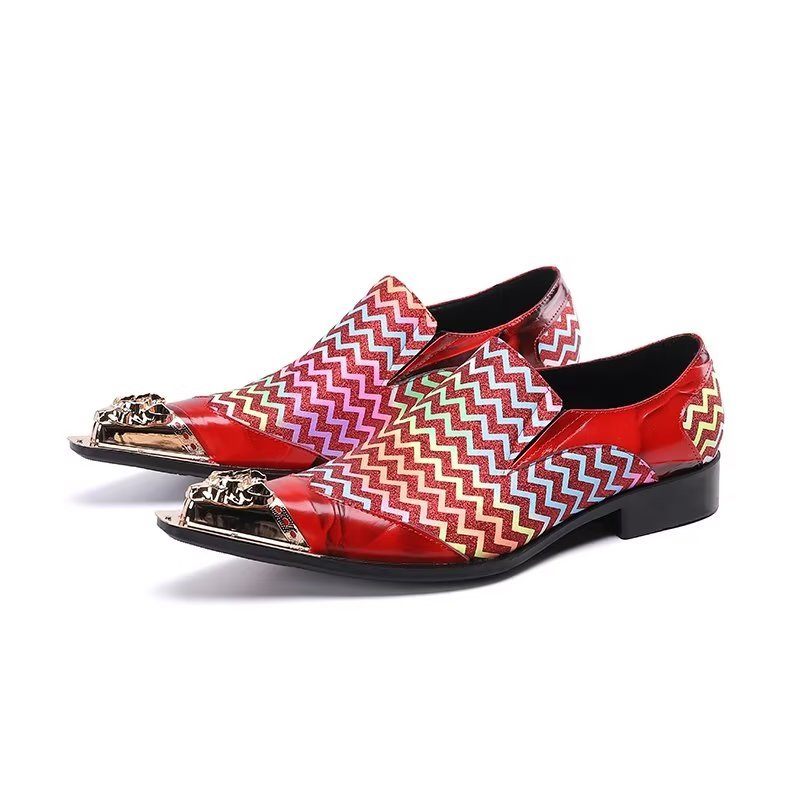 Formale Herrenschuhe Luxuriöse Slip-on-schuhe Aus Leder Mit Exotischer Prägung - Rot