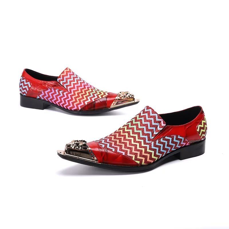 Formale Herrenschuhe Luxuriöse Slip-on-schuhe Aus Leder Mit Exotischer Prägung - Rot