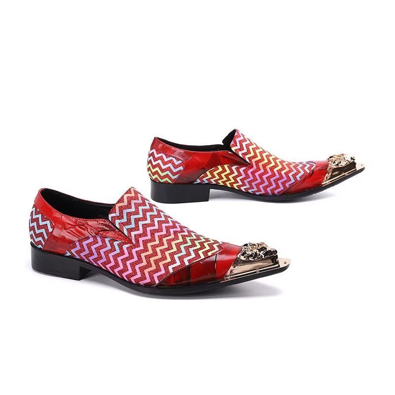 Formale Herrenschuhe Luxuriöse Slip-on-schuhe Aus Leder Mit Exotischer Prägung - Rot