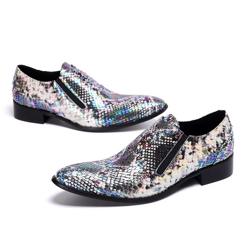 Formale Herrenschuhe Luxuriöse Slip-on-schuhe Mit Exotischem Muster - Blau