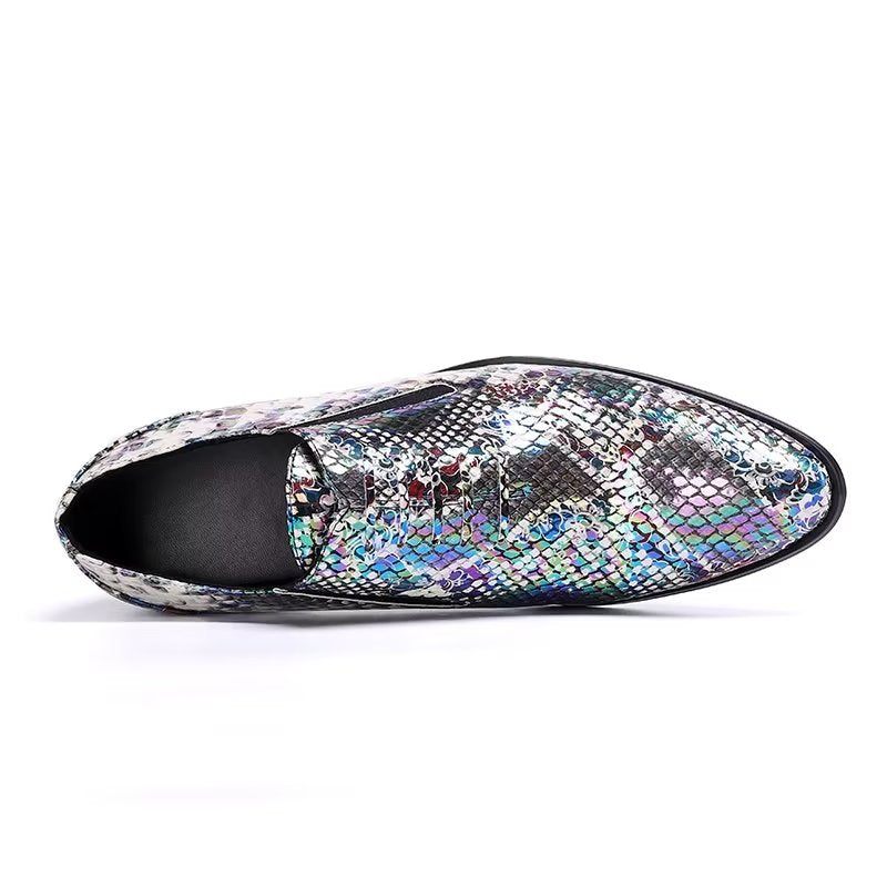 Formale Herrenschuhe Luxuriöse Slip-on-schuhe Mit Exotischem Muster - Blau