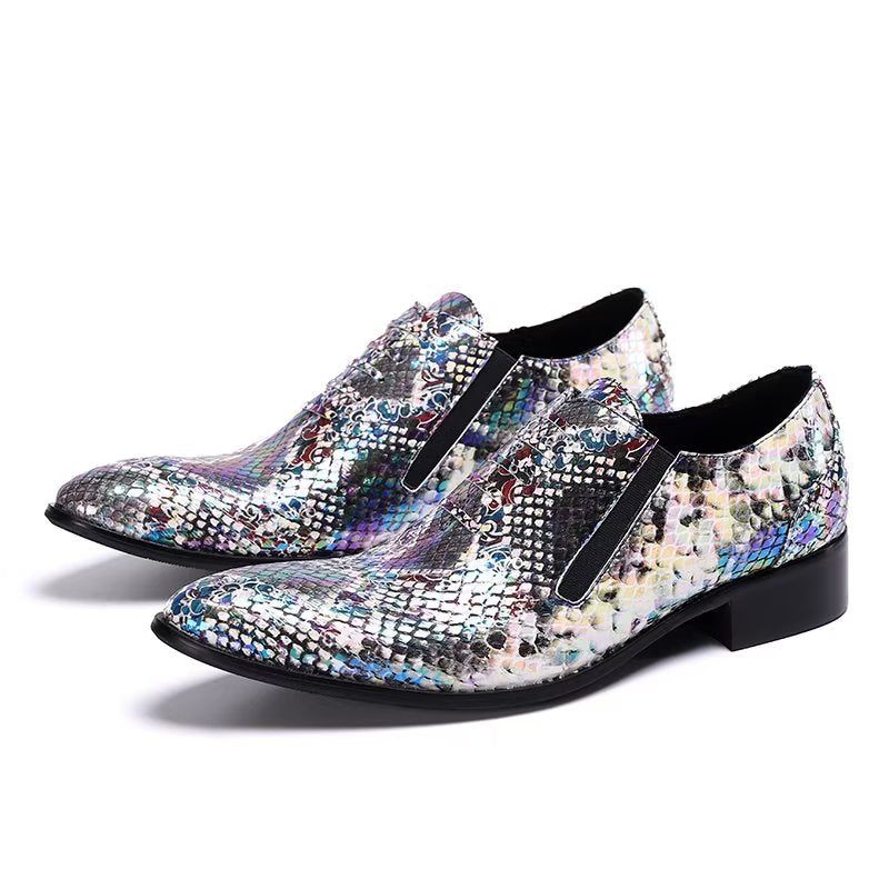 Formale Herrenschuhe Luxuriöse Slip-on-schuhe Mit Exotischem Muster - Blau