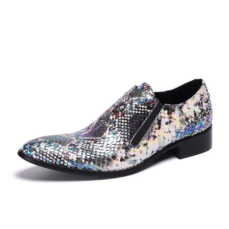 Formale Herrenschuhe Luxuriöse Slip-on-schuhe Mit Exotischem Muster - Blau