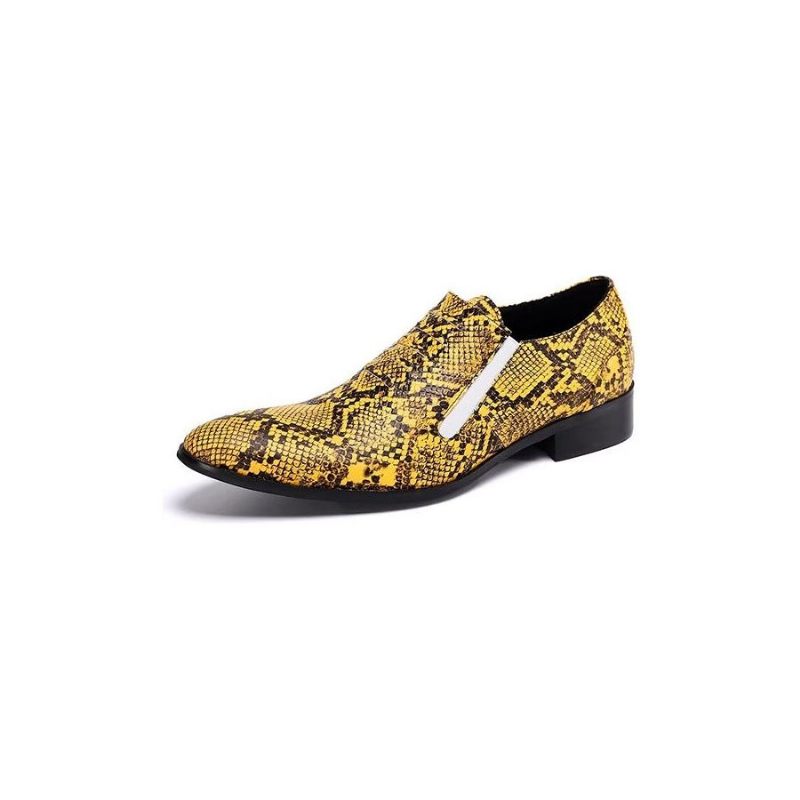 Formale Herrenschuhe Luxuriöse Slip-on-schuhe Mit Exotischem Muster - Gold