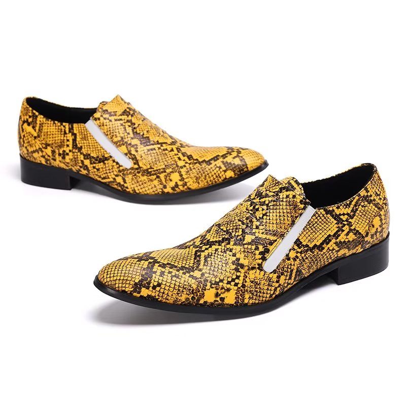 Formale Herrenschuhe Luxuriöse Slip-on-schuhe Mit Exotischem Muster - Gold