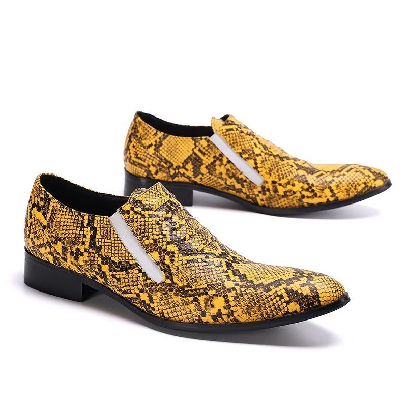 Formale Herrenschuhe Luxuriöse Slip-on-schuhe Mit Exotischem Muster - Gold