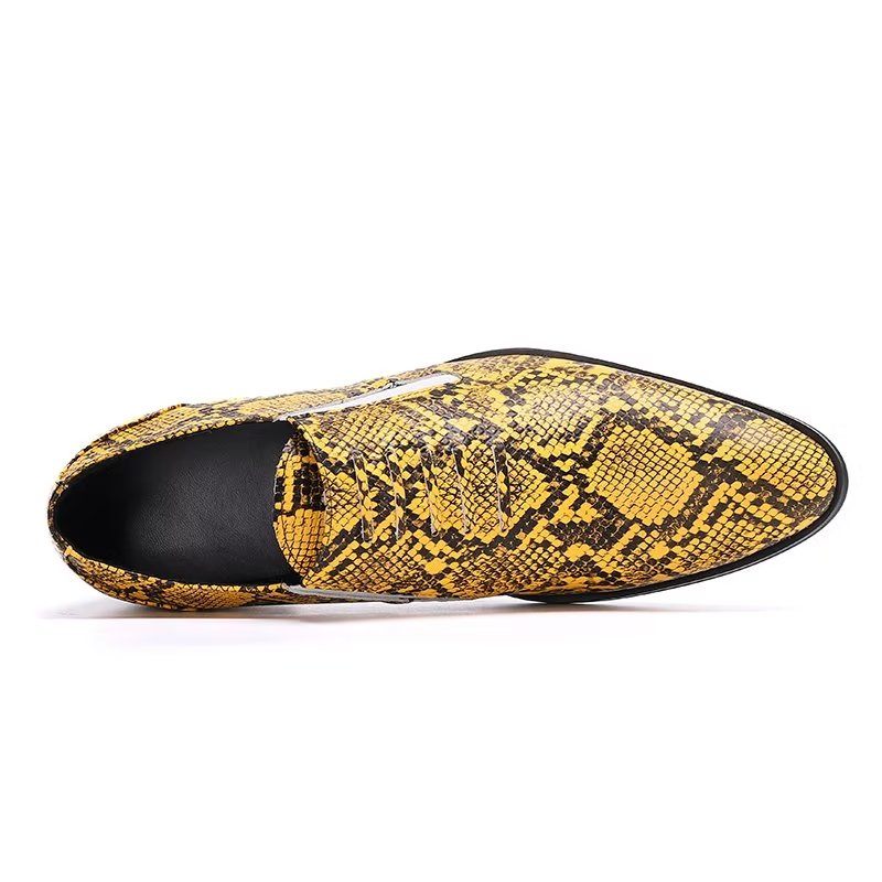 Formale Herrenschuhe Luxuriöse Slip-on-schuhe Mit Exotischem Muster - Gold