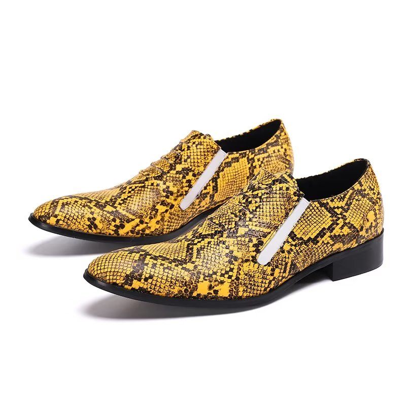 Formale Herrenschuhe Luxuriöse Slip-on-schuhe Mit Exotischem Muster - Gold