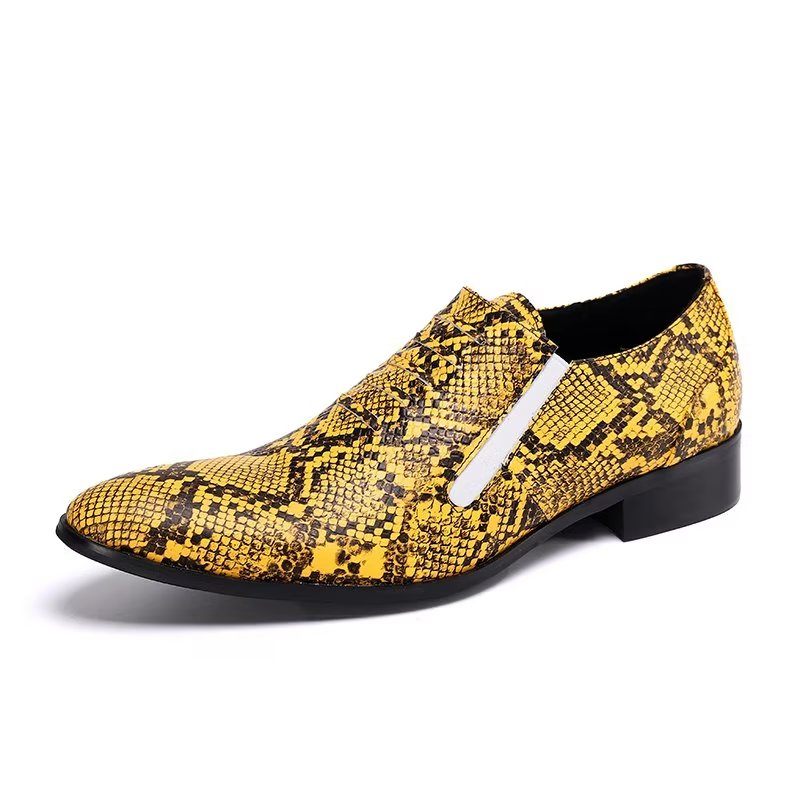 Formale Herrenschuhe Luxuriöse Slip-on-schuhe Mit Exotischem Muster - Gold