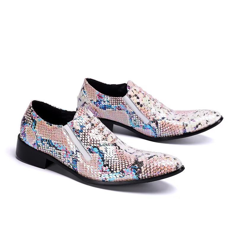 Formale Herrenschuhe Luxuriöse Slip-on-schuhe Mit Exotischem Muster - Rosa