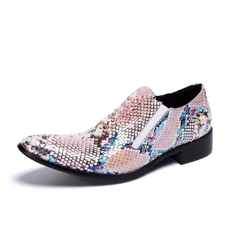 Formale Herrenschuhe Luxuriöse Slip-on-schuhe Mit Exotischem Muster - Rosa