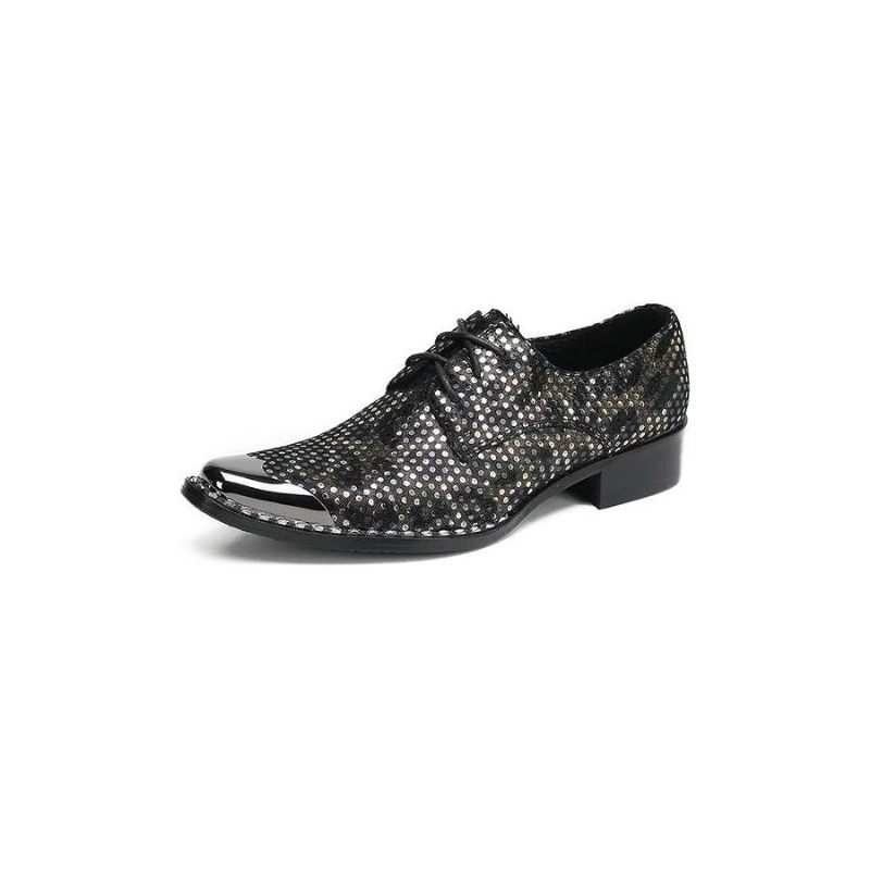 Formale Herrenschuhe Luxus-derbys Aus Leder Mit Exotischer Textur Und Quadratischer Zehenpartie