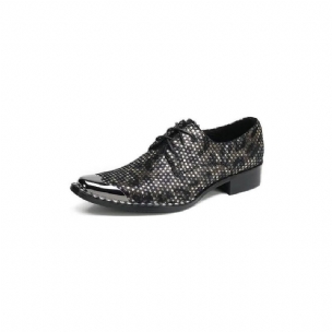 Formale Herrenschuhe Luxus-derbys Aus Leder Mit Exotischer Textur Und Quadratischer Zehenpartie