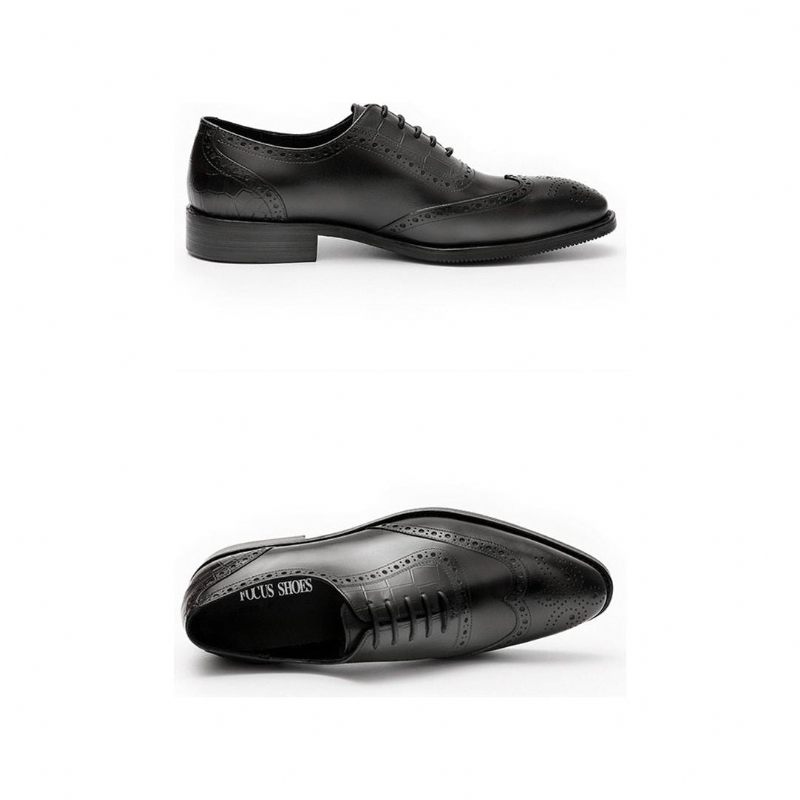 Formale Herrenschuhe Mit Exotischem Muster Und Brogue-kleiderschuhen Aus Spitze - Schwarz