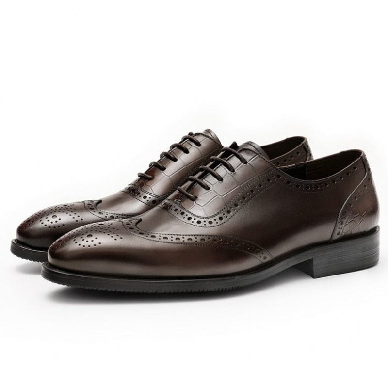 Formale Herrenschuhe Mit Exotischem Muster Und Brogue-kleiderschuhen Aus Spitze - Kaffee