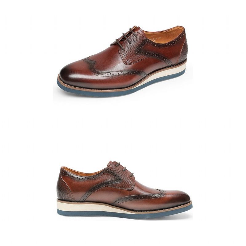 Formale Herrenschuhe Mit Exotischer Textur Und Wingtip-oxford-freizeitschuhen - Kaffee