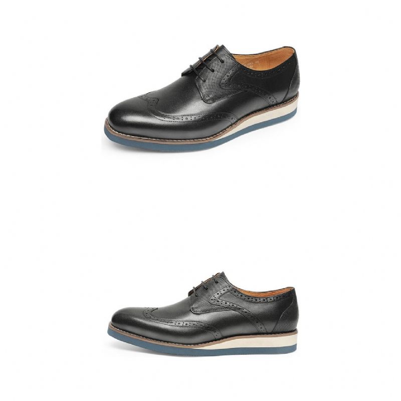 Formale Herrenschuhe Mit Exotischer Textur Und Wingtip-oxford-freizeitschuhen - Schwarz