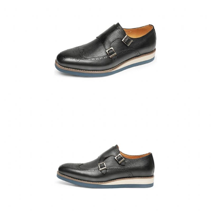 Formale Herrenschuhe Mit Exotischer Textur Und Wingtip-plateau-loafer - Schwarz