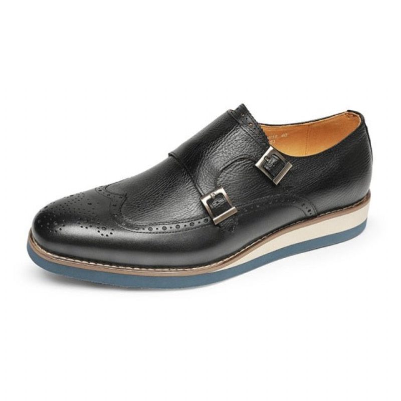 Formale Herrenschuhe Mit Exotischer Textur Und Wingtip-plateau-loafer - Schwarz