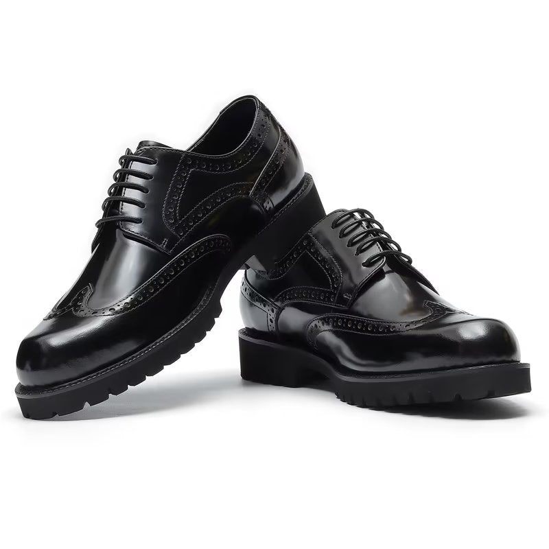 Formale Herrenschuhe Mit Geprägter Eleganz Und Brogue-schuhen - Schwarz