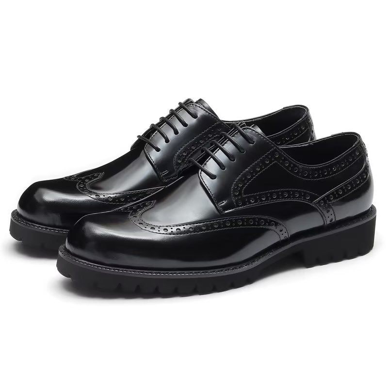 Formale Herrenschuhe Mit Geprägter Eleganz Und Brogue-schuhen - Schwarz