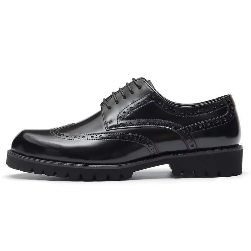 Formale Herrenschuhe Mit Geprägter Eleganz Und Brogue-schuhen - Schwarz