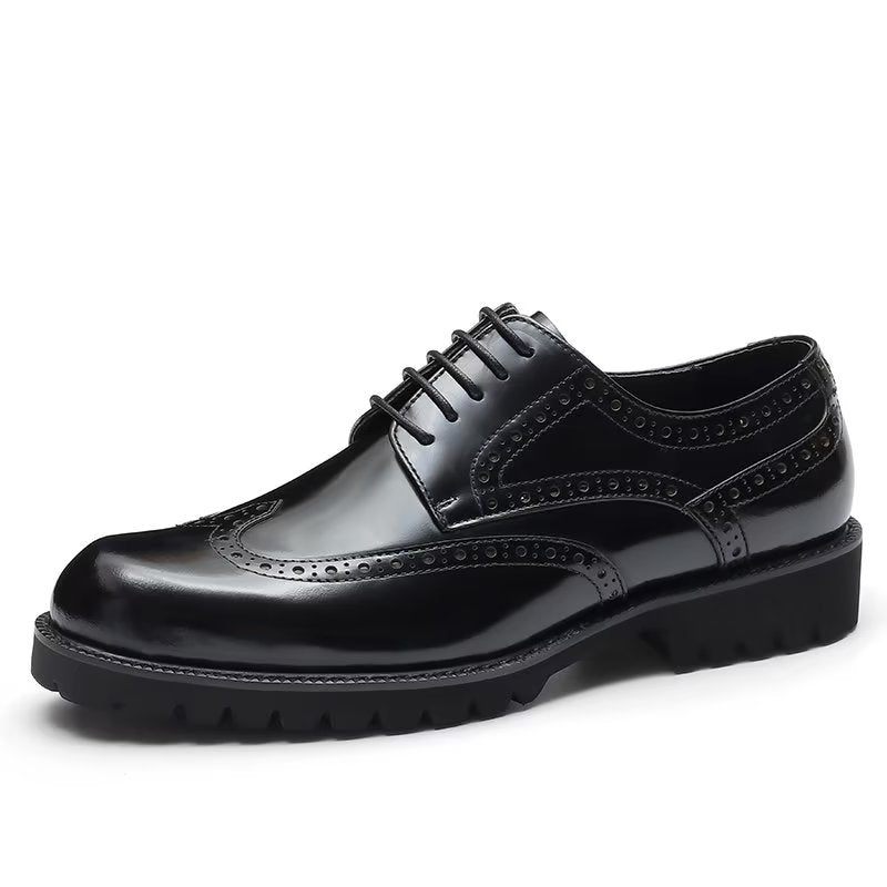 Formale Herrenschuhe Mit Geprägter Eleganz Und Brogue-schuhen - Schwarz