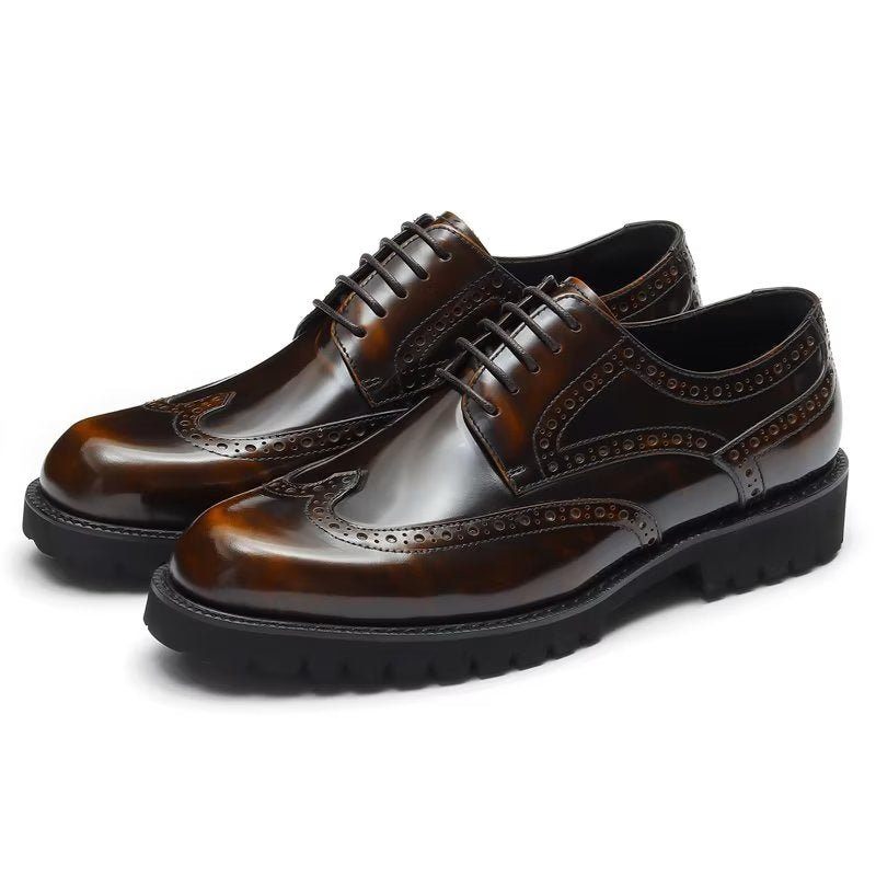 Formale Herrenschuhe Mit Geprägter Eleganz Und Brogue-schuhen - Kaffee