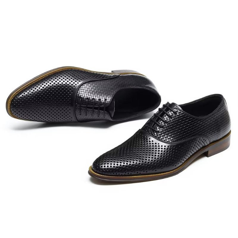 Formale Herrenschuhe Mit Geprägter Eleganz Und Exotischen Oxford-schuhen Runder Zehenpartie - Schwarz