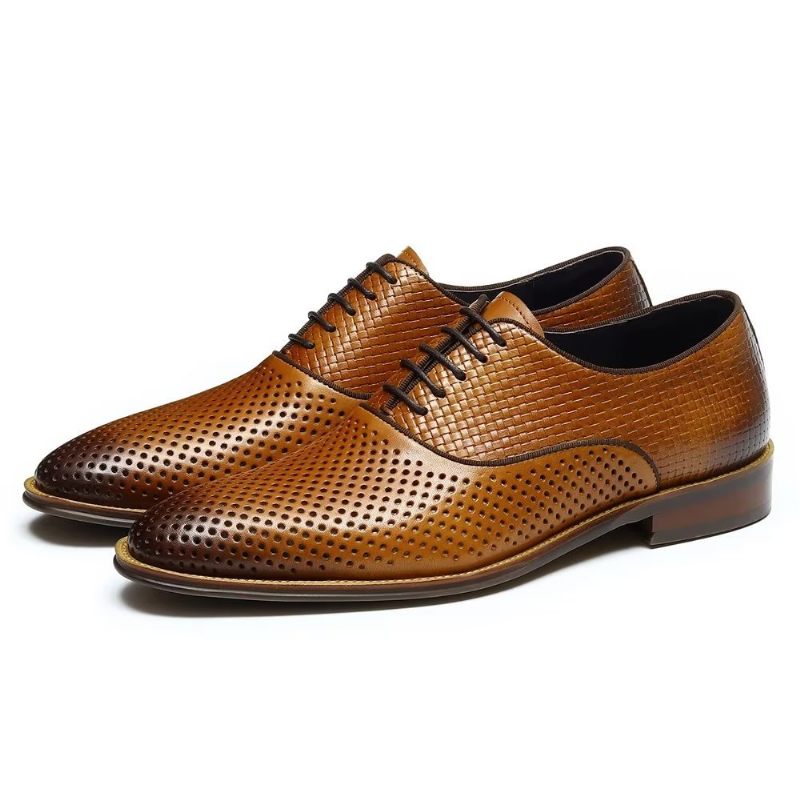 Formale Herrenschuhe Mit Geprägter Eleganz Und Exotischen Oxford-schuhen Runder Zehenpartie - Kaffee