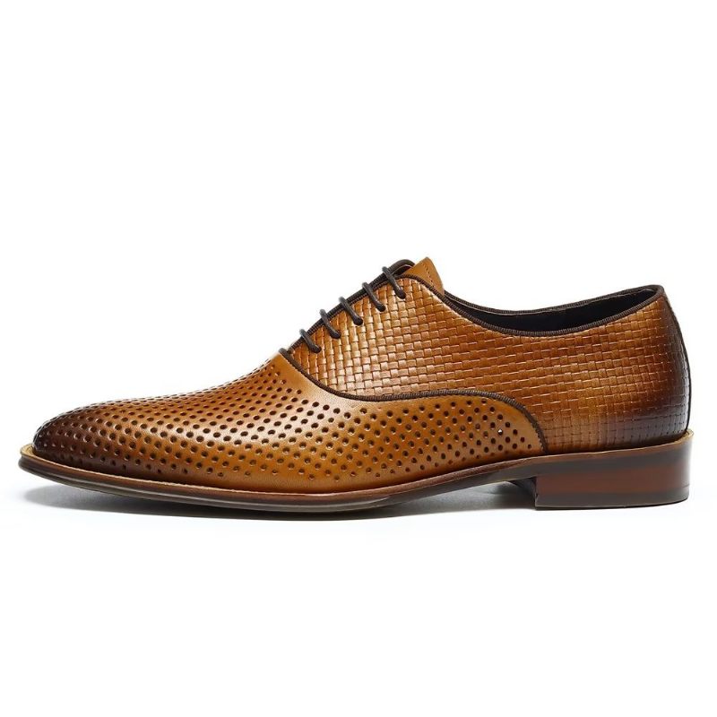 Formale Herrenschuhe Mit Geprägter Eleganz Und Exotischen Oxford-schuhen Runder Zehenpartie - Kaffee