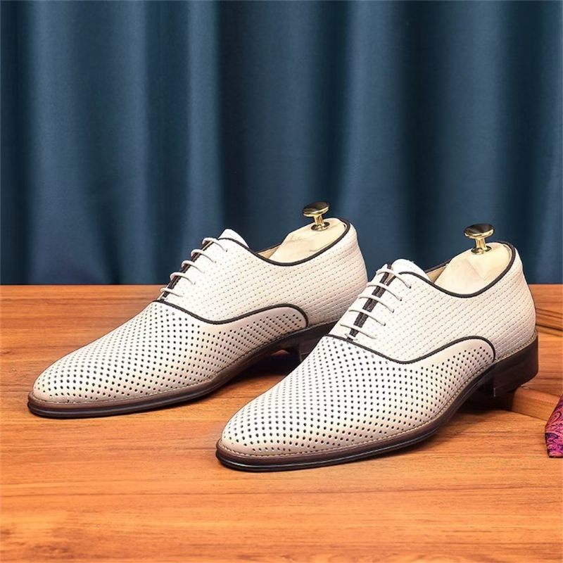 Formale Herrenschuhe Mit Geprägter Eleganz Und Exotischen Oxford-schuhen Runder Zehenpartie - Beige