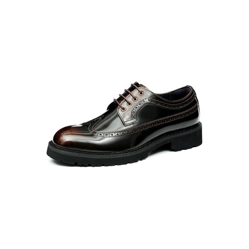 Formale Herrenschuhe Mit Geprägter Eleganz Und Runder Zehenpartie Derby-schuhe - Burgund