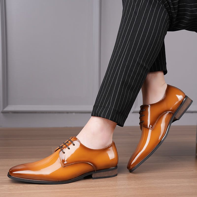 Formale Herrenschuhe Mit Geprägter Quadratischer Zehenpartie Stilvolle Oxford-kleiderschuhe - Kaffee