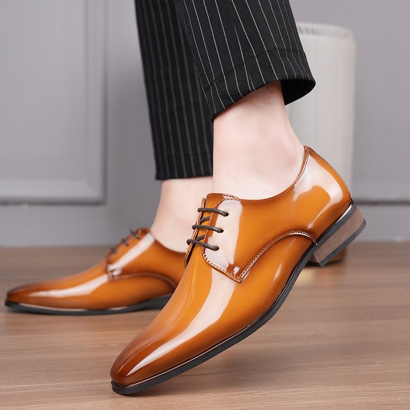 Formale Herrenschuhe Mit Geprägter Quadratischer Zehenpartie Stilvolle Oxford-kleiderschuhe - Kaffee