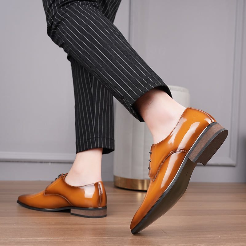 Formale Herrenschuhe Mit Geprägter Quadratischer Zehenpartie Stilvolle Oxford-kleiderschuhe - Kaffee