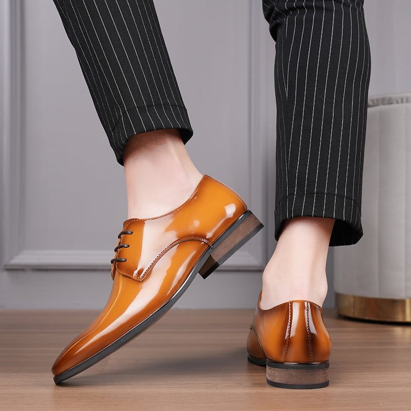 Formale Herrenschuhe Mit Geprägter Quadratischer Zehenpartie Stilvolle Oxford-kleiderschuhe - Kaffee