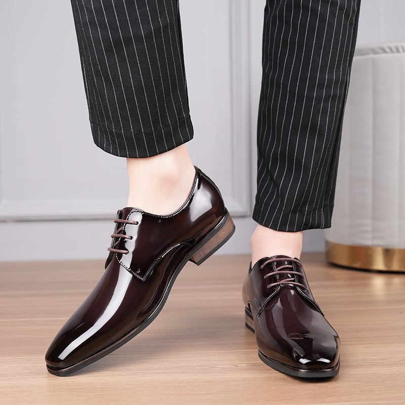 Formale Herrenschuhe Mit Geprägter Quadratischer Zehenpartie Stilvolle Oxford-kleiderschuhe - Kaffee