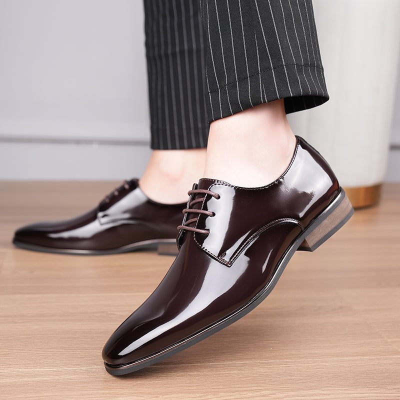 Formale Herrenschuhe Mit Geprägter Quadratischer Zehenpartie Stilvolle Oxford-kleiderschuhe - Kaffee