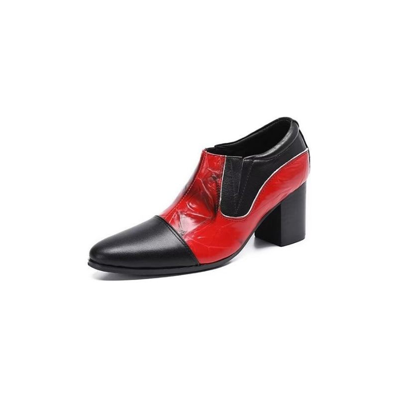 Formale Herrenschuhe Mit Muster Aus Echtem Leder Slip-on-kleiderschuhe - Rot