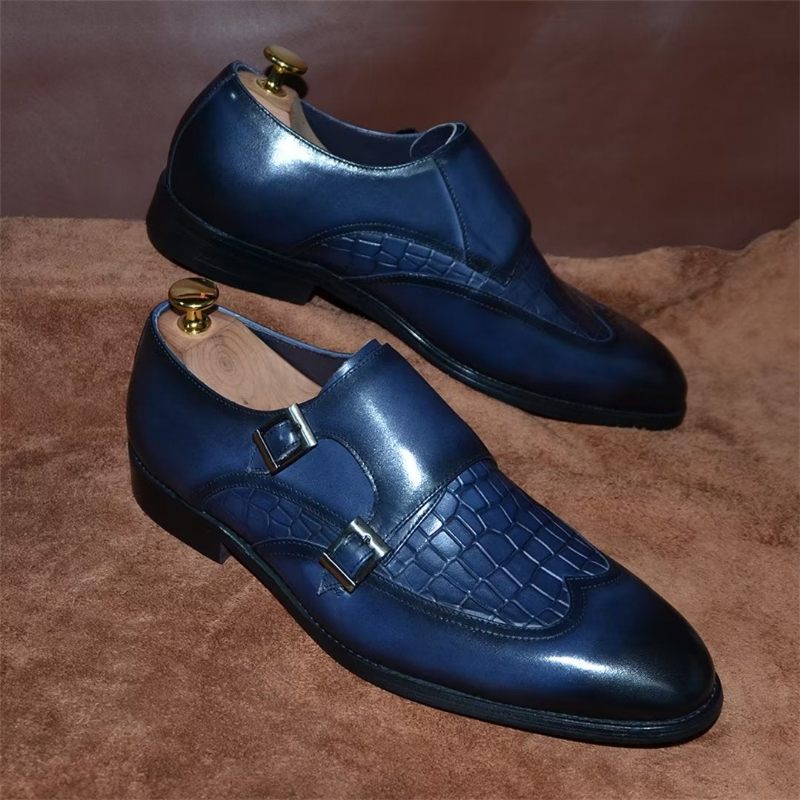 Formale Herrenschuhe Mit Schnalle Und Charm-kleiderschuhen - Blau