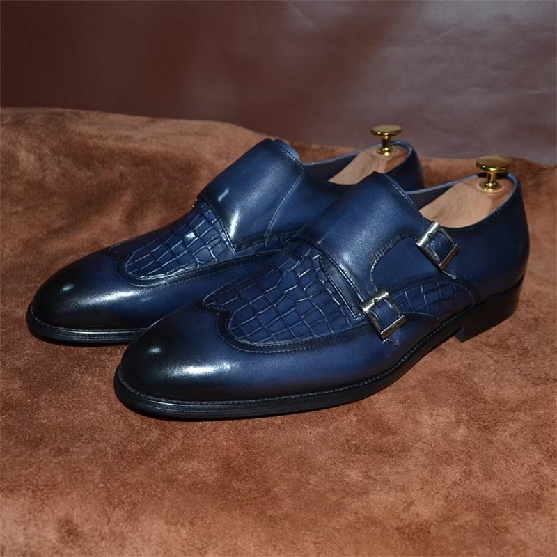 Formale Herrenschuhe Mit Schnalle Und Charm-kleiderschuhen - Blau