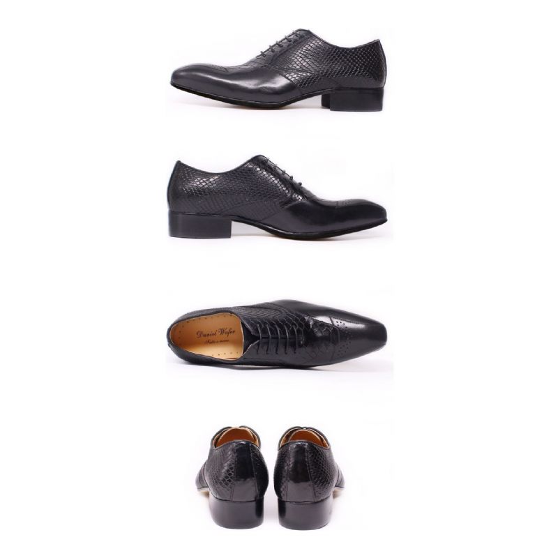 Formale Herrenschuhe Mit Schnürung Und Brogue-schuhen Aus Schlangenleder - Schwarz