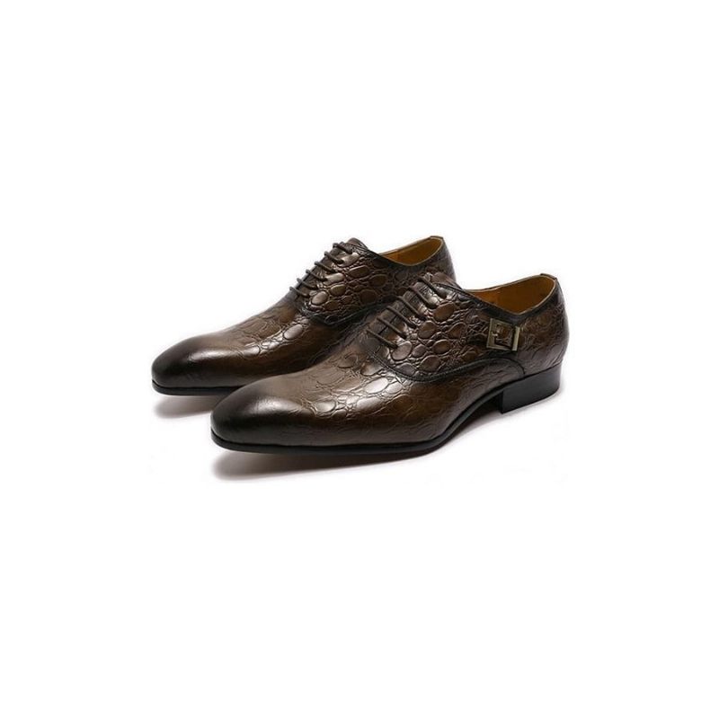 Formale Herrenschuhe Mit Spitzer Zehenpartie Und Oxford-schuhen Aus Leder - Kaffee