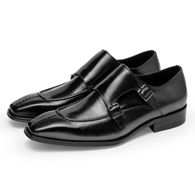 Formale Herrenschuhe Monkstrap Elegante Abendschuhe Aus Rindsleder - Schwarz